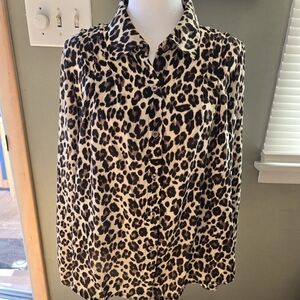 A love story Blouse sz Lg Cheetah Brown